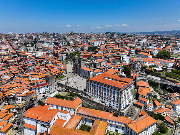 istock Porto Cathedral square and city backdrop 2214542327
