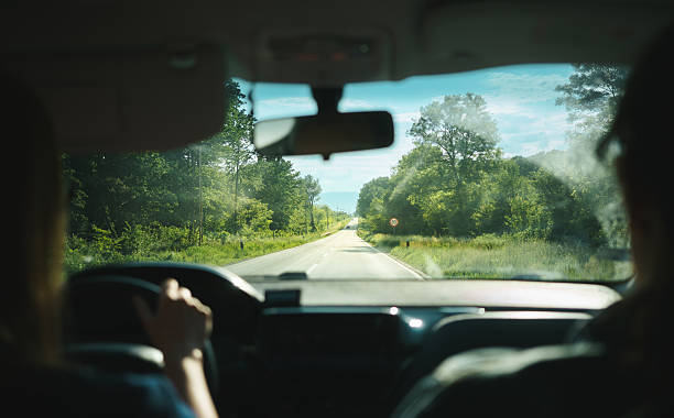 istock View from the car on the road while driving in the spring 2214544442