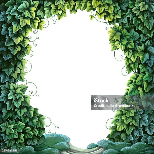 Text Frame Forest Frame For Text Decoration Enchanted Forest From Green Ivy And Mo Stock ...