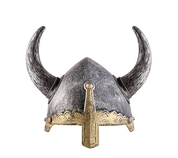 Viking helmet with horns isolated on white background