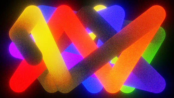 istock abstract unfocussed grainy background, zigzag line glowing with colorful gradient, retro film effect 2214559033