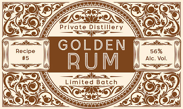 istock Golden Rum - monochrome ornate vintage decorative label 2214561193