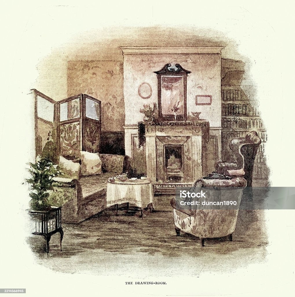 Victorian Interior Design Decor The Drawing Room Sofa Armchairs ...