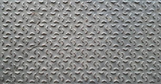 istock Metal texture background, steel walkway with pattern. 2214573999