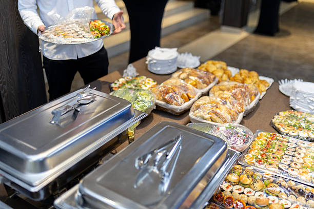 istock Catering setup featuring various dishes at a formal event with elegant presentation 2214574057