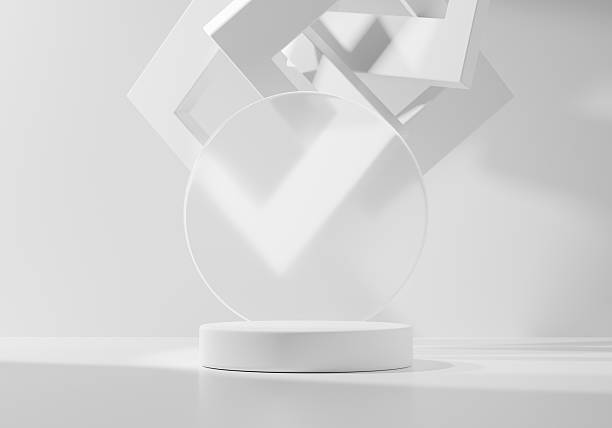 istock Minimal Modern White Podium Platform For Product Display Showcase 3D Rendering 2214576949