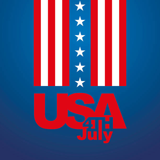 istock USA 4th of July logo icon with abstract blue white red American flag 2214578780