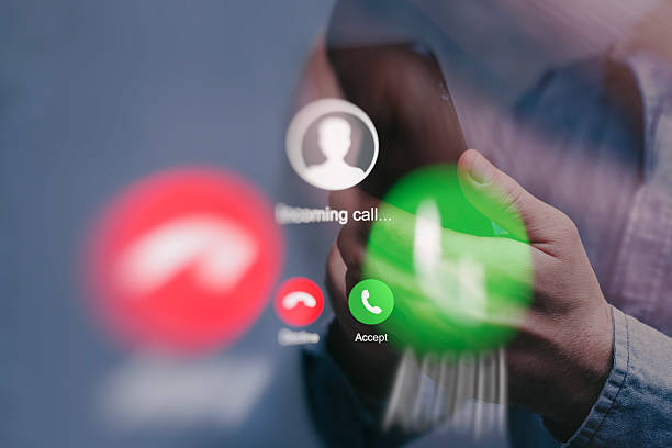 istock Incoming call on smartphone screen. Concept with blur and double exposure. 2214593860