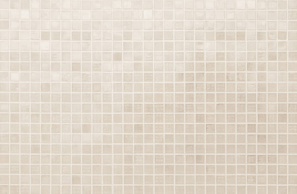 istock Cream light ceramic wall chequered and floor tiles mosaic background in bathroom, kitchen. Design pattern geometric with grid wallpaper texture decoration pool. Simple seamless abstract surface clean. 2214594913