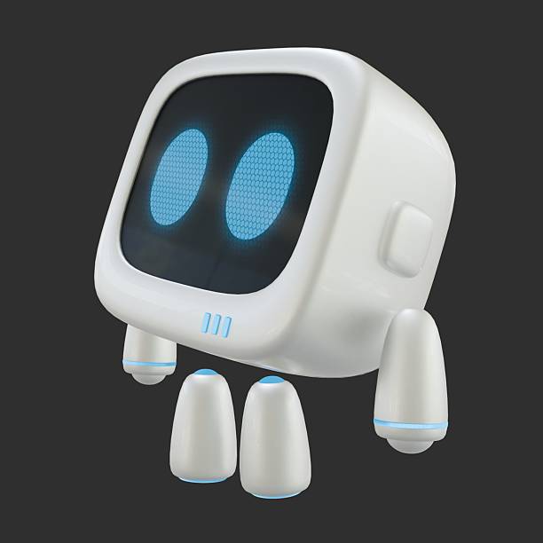 istock Cute robot 3D character with a looking to the sky gesture. 3D render. 2214596542