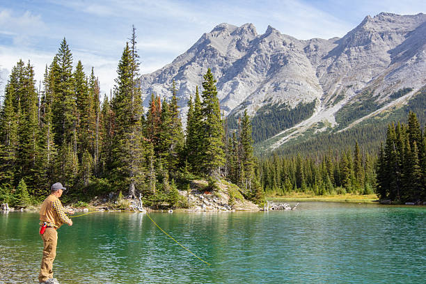 istock A man Fly fishing in the mountains 2214599451