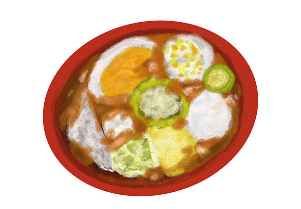 A plate of “Indonesiaan Siomay” or is called dumpling with sauces on top