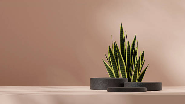 istock blank mockup ceramic texture curved cylinder podium in landscape minimal scene, 3d render 2214605322