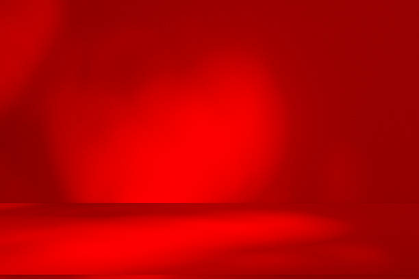 istock Studio style background wall decoration presentation uses white and red tones. with shadows cast from a nearby window, concept creating a decorative 2214611104