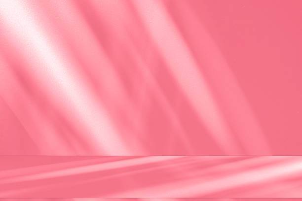 istock Wall interior background, studio, and backdrops show products. with shadow from window color white and pink light. background for text insertion and presentation of product 2214611107