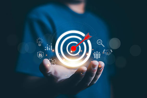 istock business growth and target customer group. set up business objective target goal.value, growth, 2214612323
