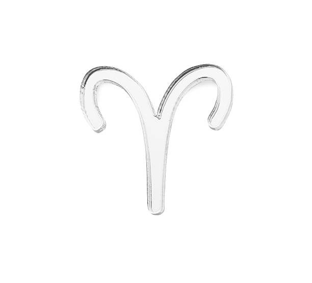 Zodiac sign. Silver Aries symbol isolated on white, top view