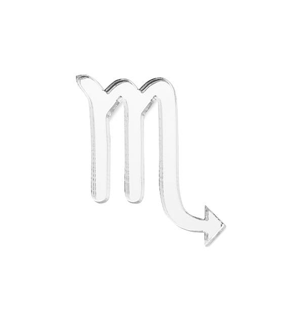 Zodiac sign. Silver Scorpio symbol isolated on white, top view