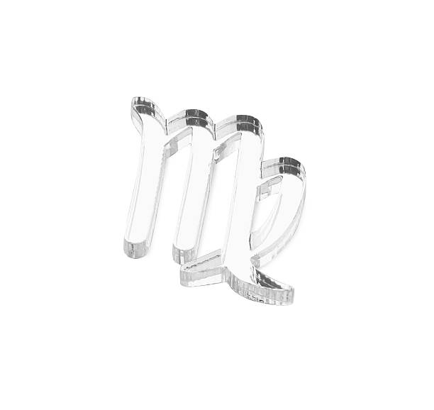 Zodiac sign. Silver Virgo symbol isolated on white