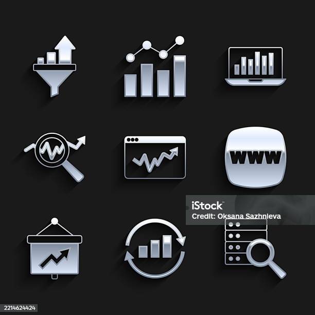 Set Graph Chart Infographic Server Website Template Board With Search ...