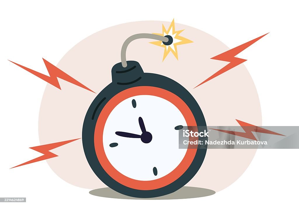 Exploding Can Timer Bomb With Burning Wick And Alarm Clock Face Time Counting Down ...