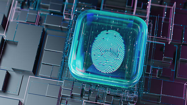 istock Futuristic Digital Fingerprint in Sci-Fi Technology Circuit Board 2214625211