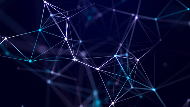 istock Connection of colored lines and shapes in space. Big data visualization. Digital background. 3d rendering. 2214630505