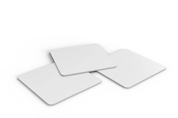 istock Square drink or beer coaster mockup set, isolated on background. Protection bierdeckel for beer glasses, bottle, can, cup holder. Empty bottle coaster lying template for beverage branding. 3d render 2214632859