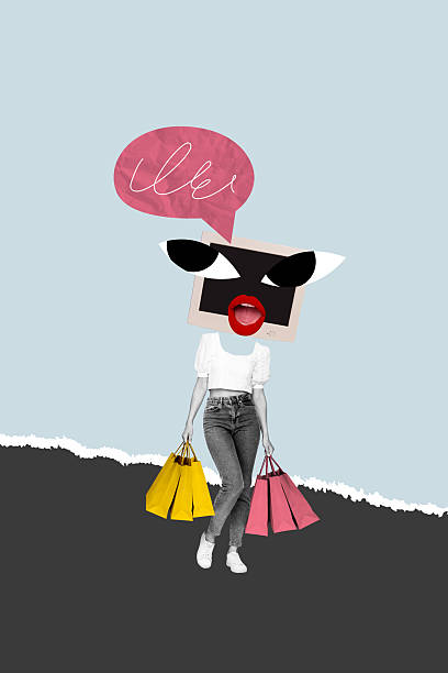 istock Vertical creative collage image young headless woman computer monitor screen display shopping bags holiday black friday 2214635110