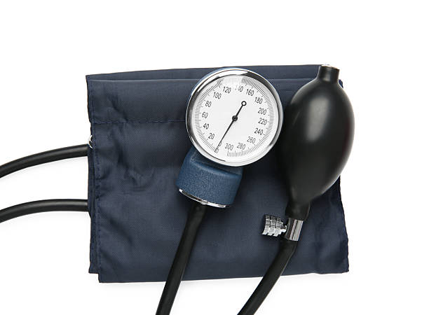 istock One blood pressure measuring device isolated on white, top view 2214636877
