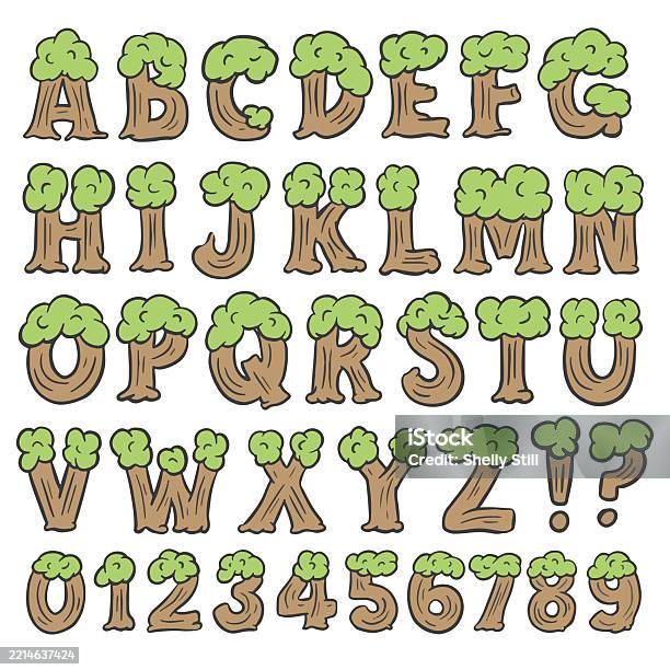 Tree Branch Lettering R Tree Branches Typography Font Lettering Abc Cartoon Vector Text Stock ...