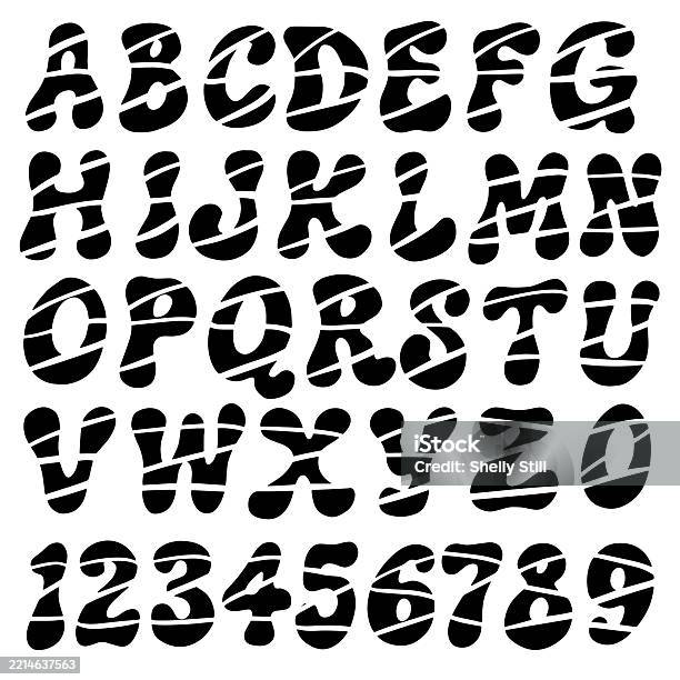 Retro Cartoon Lettering Hippy 60s Retro Wobbly Typography Font Lettering Abc Cartoon Vector ...