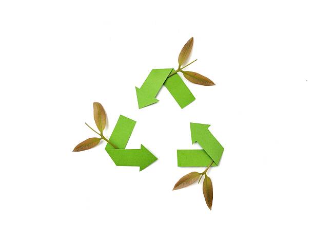 istock Recycling sign with leaf isolated on white background 2214638707