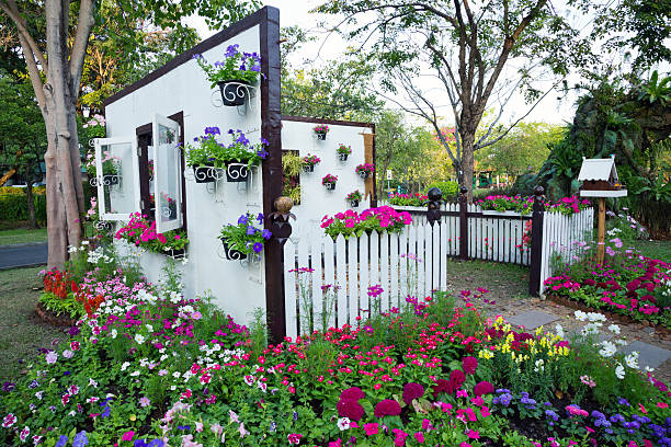 Beautiful vertical garden in the park.