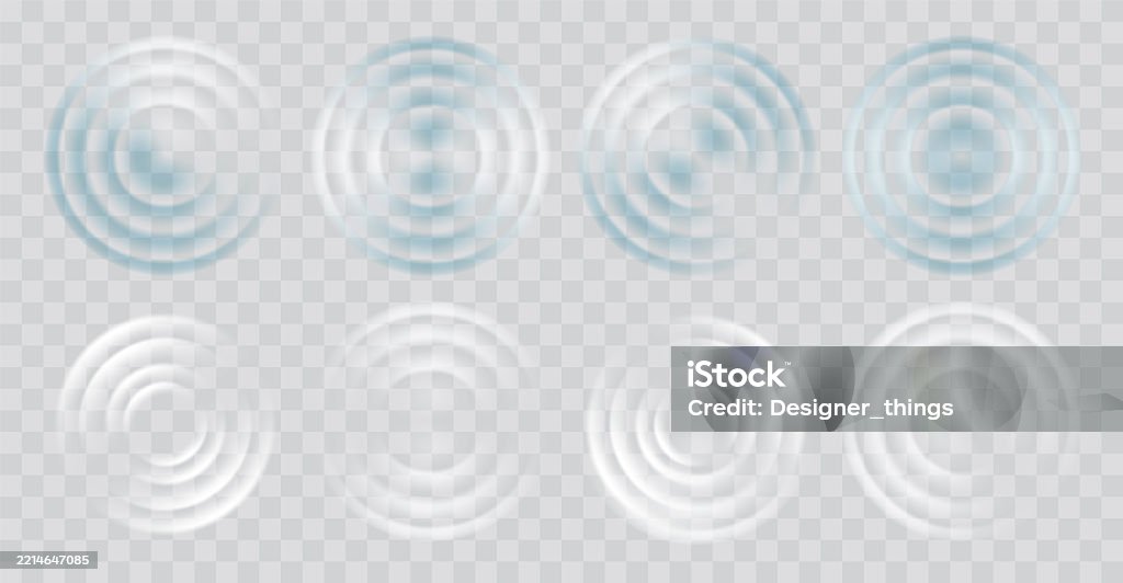 Water Ripple Effect Top View Set Realistic Caustic Drop Or Sound Wave ...