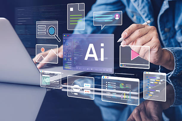 Unlock your full work potential through the power of AI tools.Man using intelligence technology automation with results in creativity.