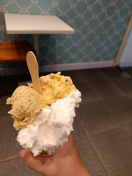 Gelato soursop, pistachio, passion fruit