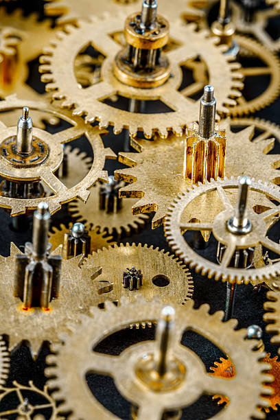 istock Close up old mechanism on a black background... 2214670383
