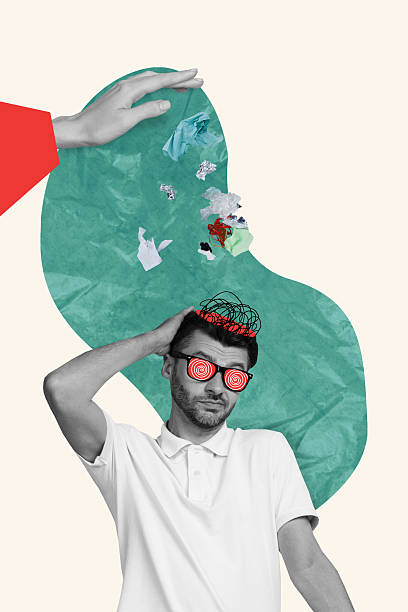 istock Vertical artwork collage image of black white effect arm throw garbage guy head isolated on creative background 2214670983