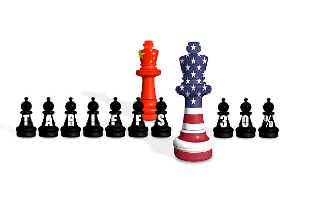 istock Chess made from USA and China flags. US and China trade, duty, customs and tariffs war 2214672247