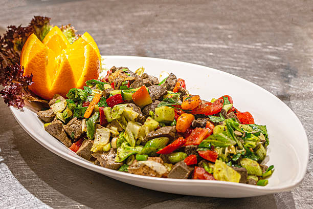 The delicious variety of salads at the open buffet