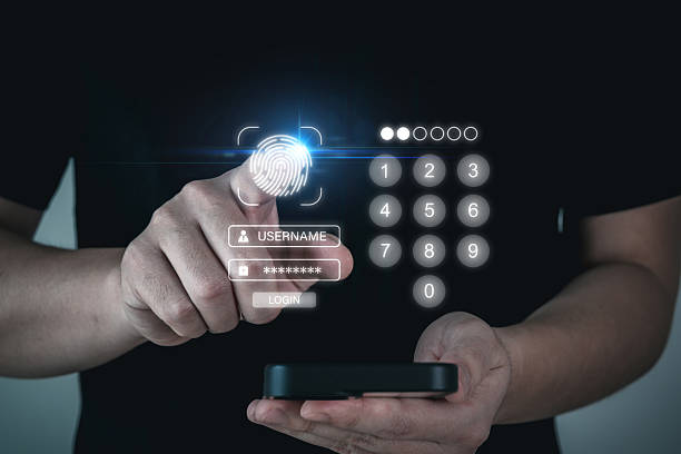 istock Fingerprint. business man entering password code on mobile smartphone, cyber internet security, information security, digital marketing, shopping online, online payment and digital technology concept 2214673541