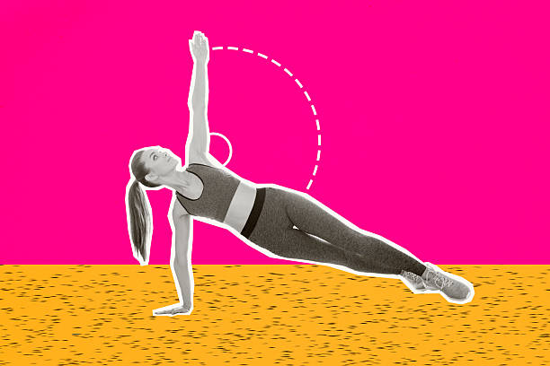 istock Composite artwork collage image picture of black white effect girl exercise isolated on creative background 2214675327