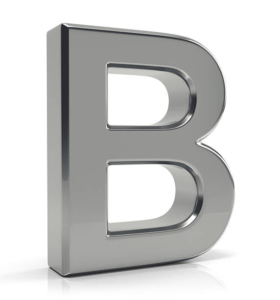 istock B letter 3d render. Silver letter B isolated on white background 2214686590