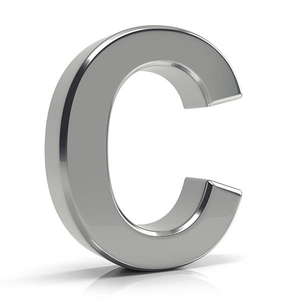 istock C letter 3d render. Silver letter C isolated on white background 2214686627