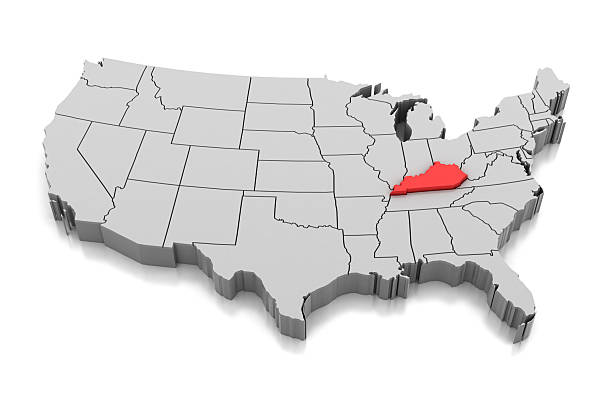 Map of Kentucky state, USA, isolated on white.