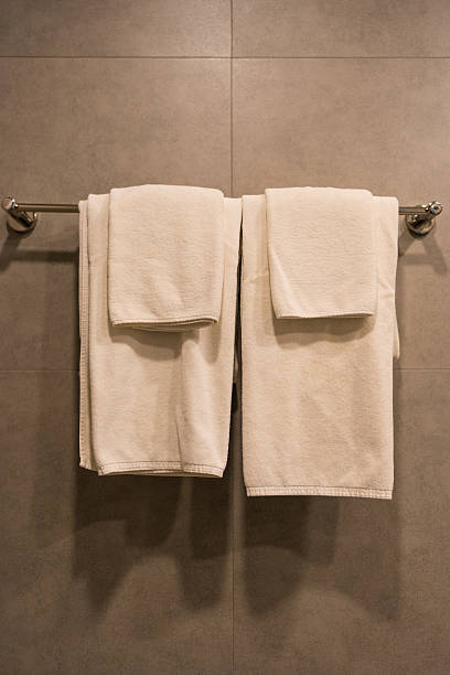 istock Clean white towel on a hanger prepared to use. 2214694662