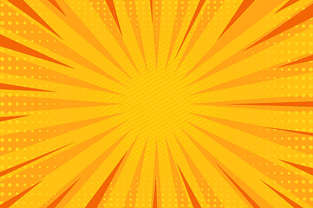 istock Orange comic background in pop art style with sun rays and halftone. Retro style background with color halftone. Vector illustration 2214695117