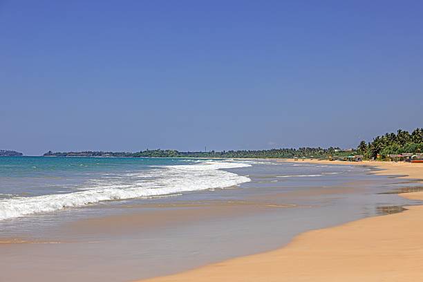 istock Wide sandy beach panorama with blue sky and tropical coastline 2214697921