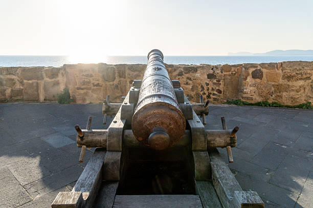 istock Historic Cannon Overlooking the Sea at Sunset 2214699858